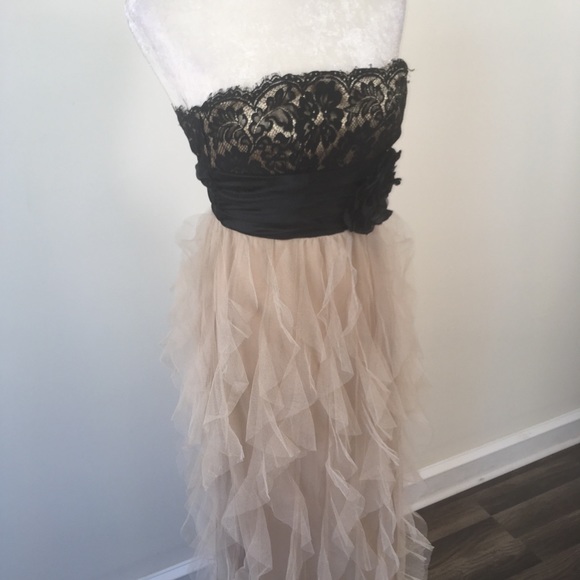Roberta Nude / Black Lace Ruffle Dress - Picture 4 of 7